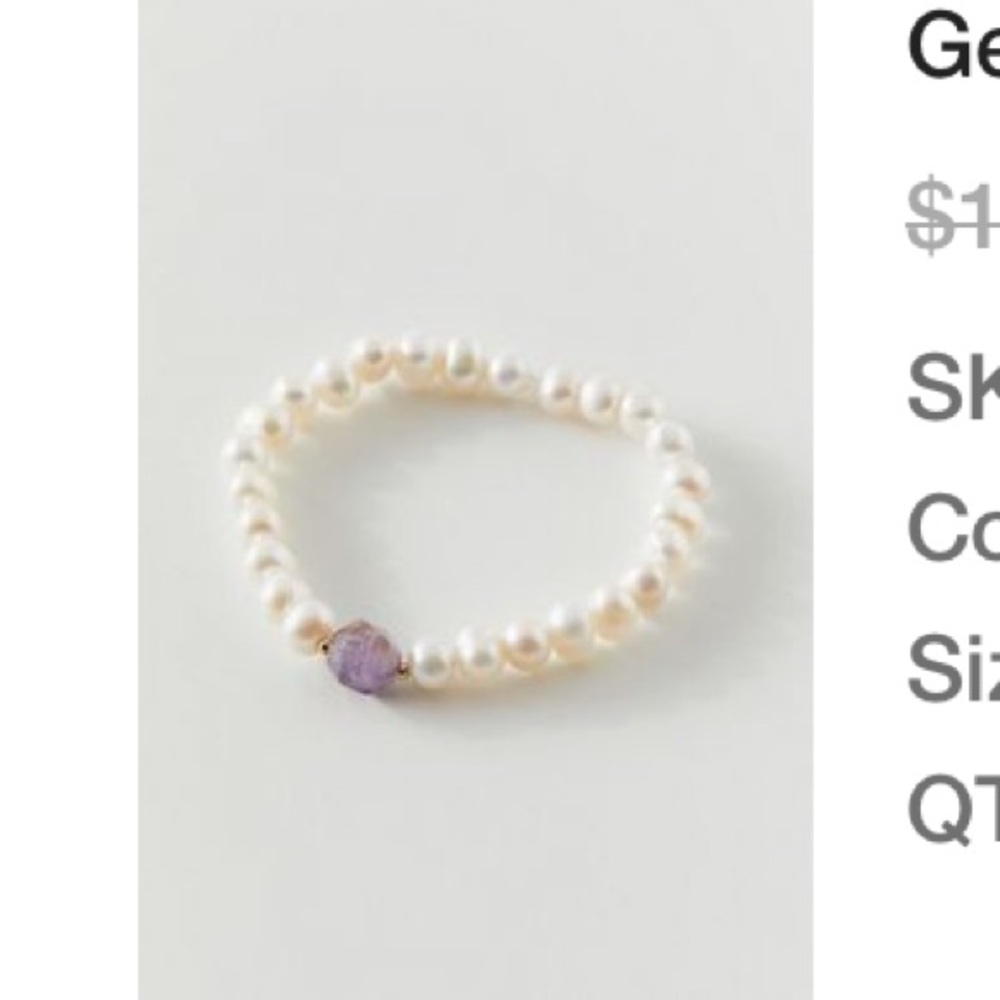 ❤️‍🔥BOGO FREE NWOT Genuine Stone Amethyst Pearl Beaded Bracelet Boho Jewely